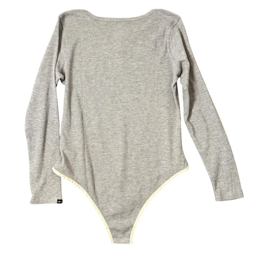 Womens Thermal Waffle Knit Henley Bodysuit Long Sleeve Size XL Gray Umbro NEW - Picture 2 of 11